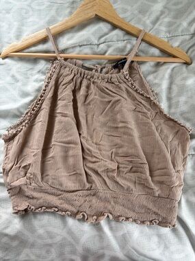 Ambiance Taupe Cropped Camisole with Braided Straps